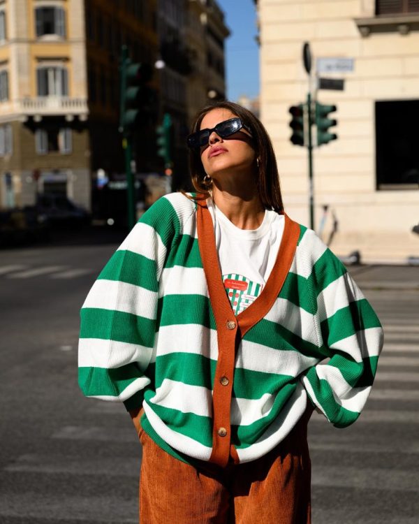 So bohemian • Jays Cardigan • Green & White Stripes
