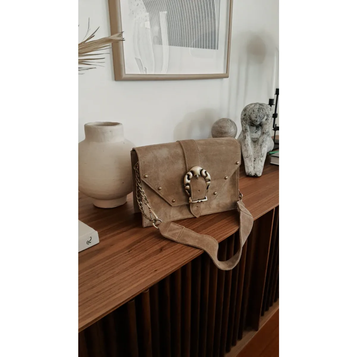 Bonendis • Briana Suede Leather Shoulder Bag • Mocca - Image 3
