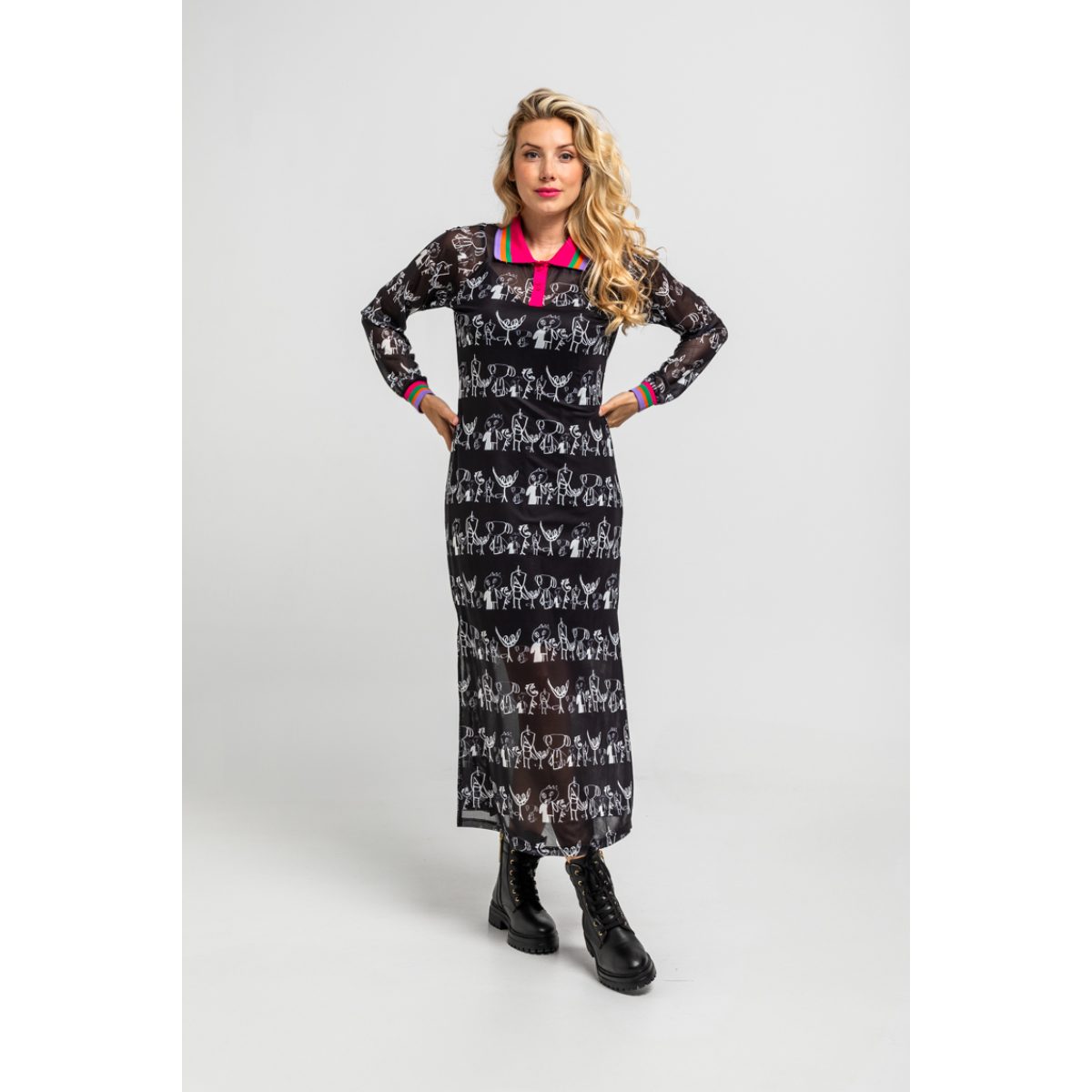 Lolina • Imagine long polo dress • Black multi - Image 5