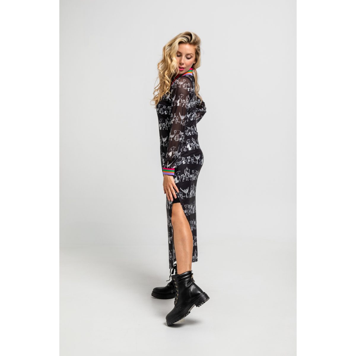 Lolina • Imagine long polo dress • Black multi - Image 6