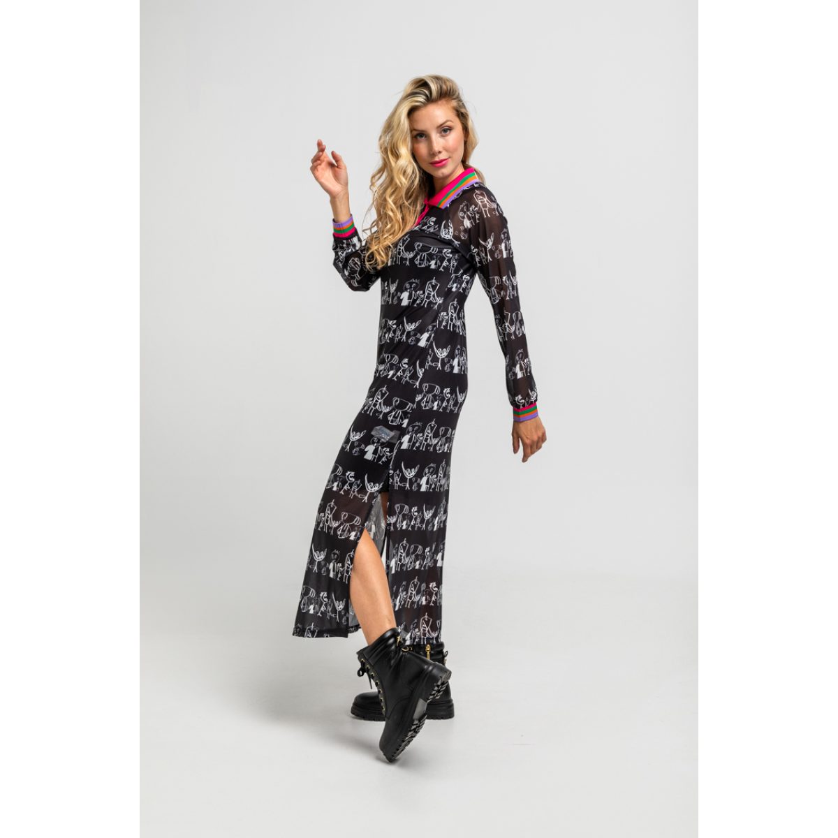 Lolina • Imagine long polo dress • Black multi - Image 2