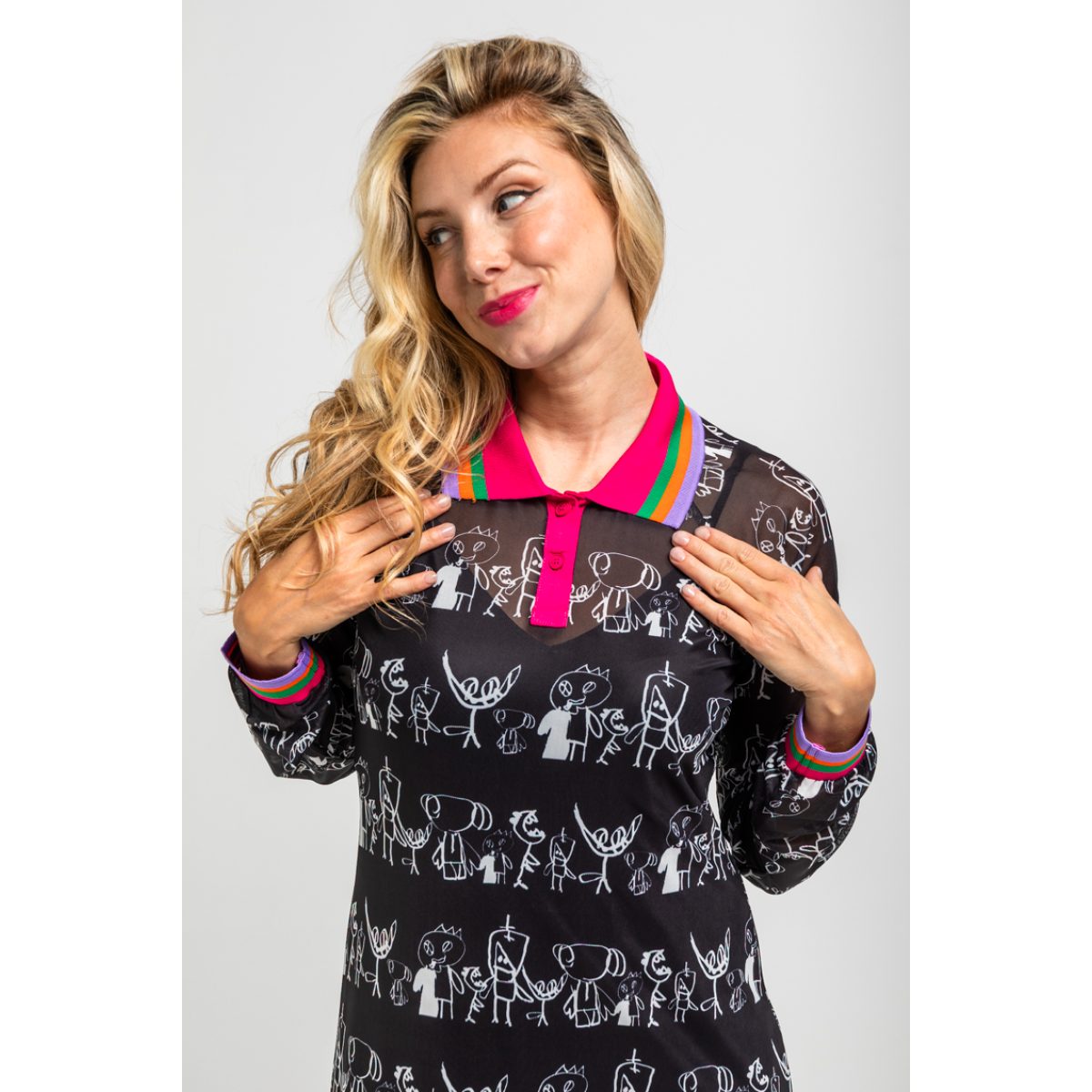 Lolina • Imagine long polo dress • Black multi - Image 8