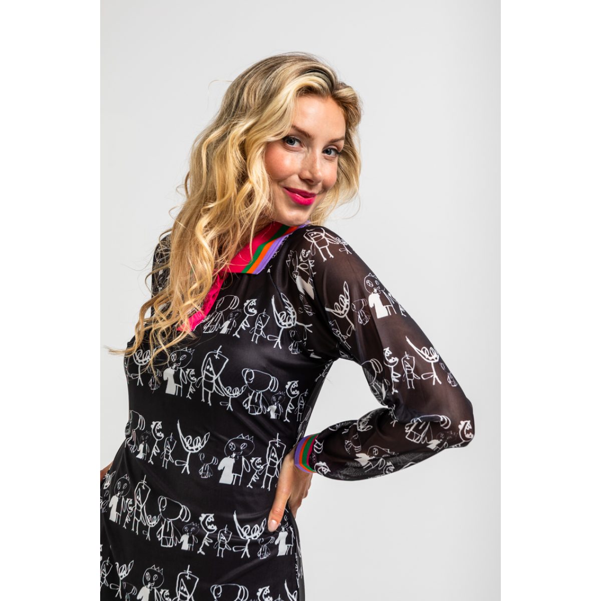 Lolina • Imagine long polo dress • Black multi - Image 3