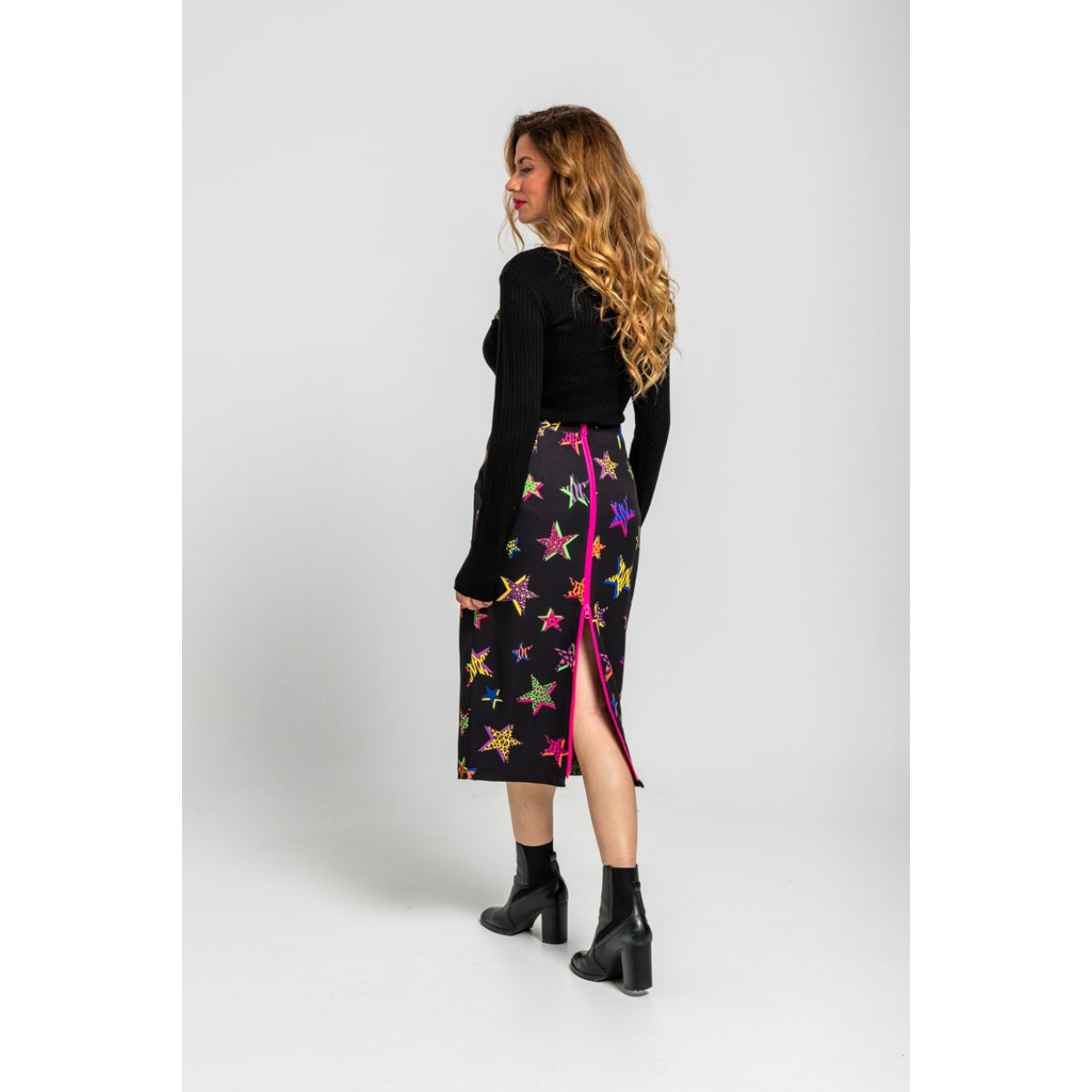 Lolina • Shiny Girl Midi Skirt • Black multi - Image 6