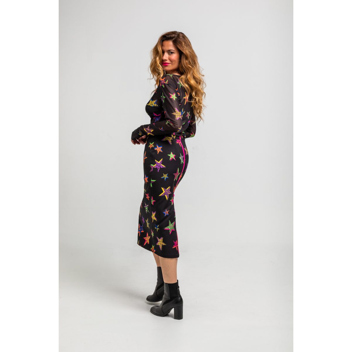 Lolina • Shiny Girl Midi Skirt • Black multi - Image 3