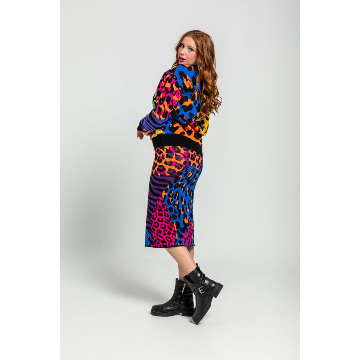 Lolina • Caótica Midi Knitted Skirt • Black multi Leopard - Image 2