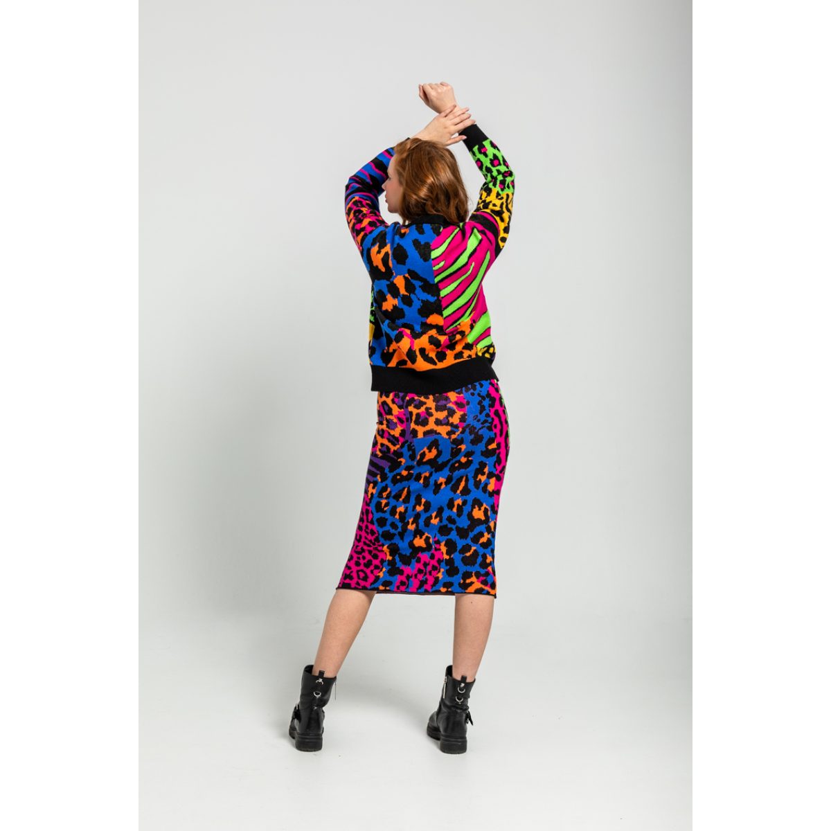 Lolina • Caótica Midi Knitted Skirt • Black multi Leopard - Image 4