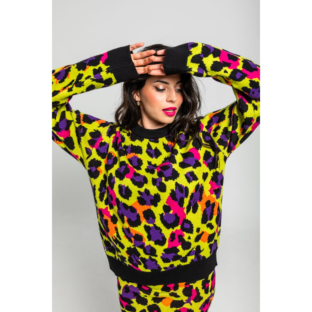 Lolina • I'm Felina Sweater • Green Yellow Leopard - Image 2