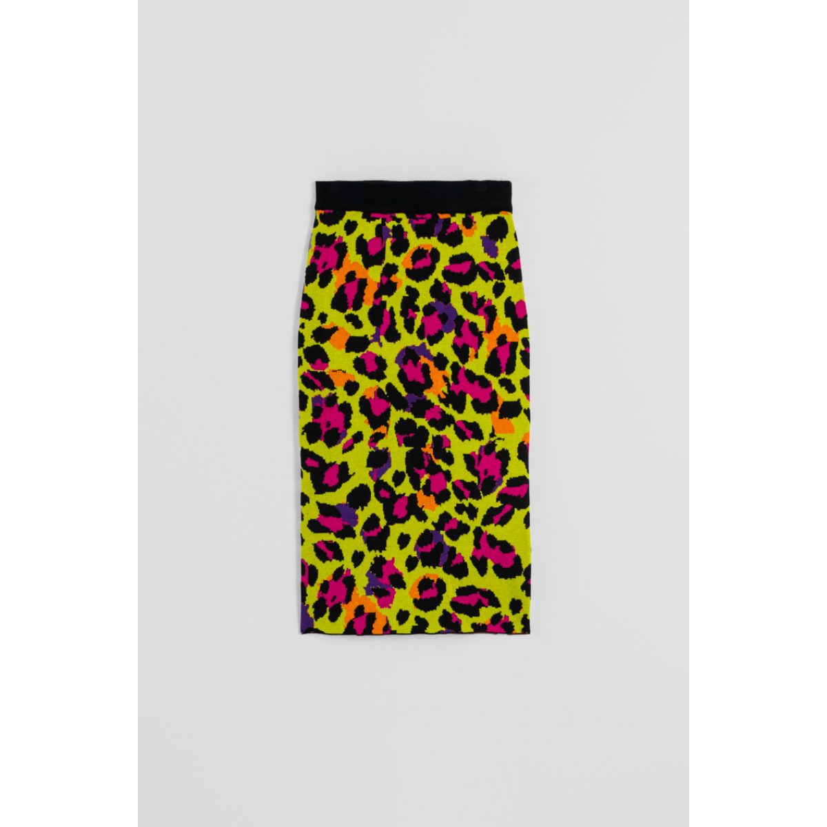 Lolina • I'm Felina Midi Knitted Skirt • Green Yellow Leopard - Image 4