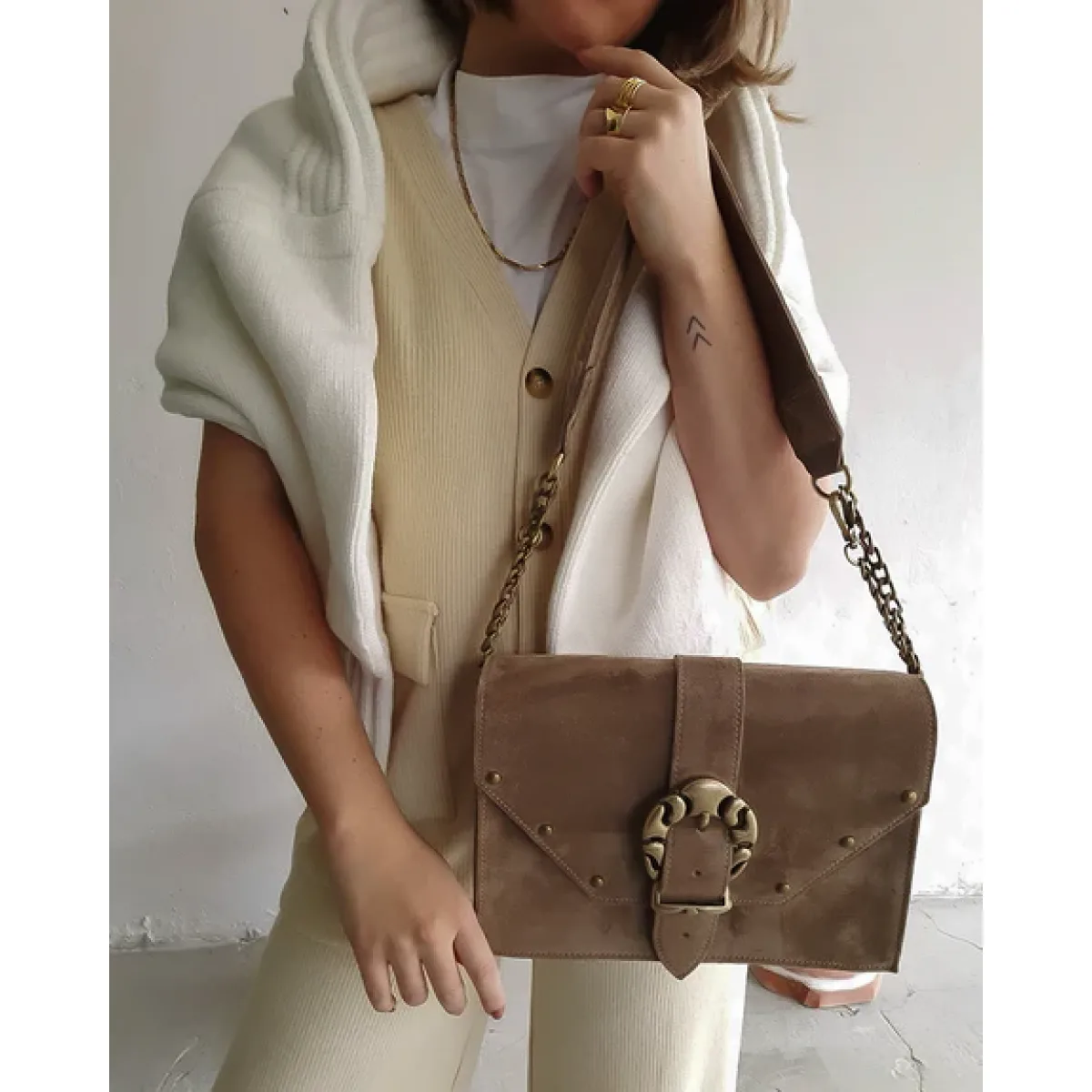 Bonendis • Briana Suede Leather Shoulder Bag • Mocca - Image 4