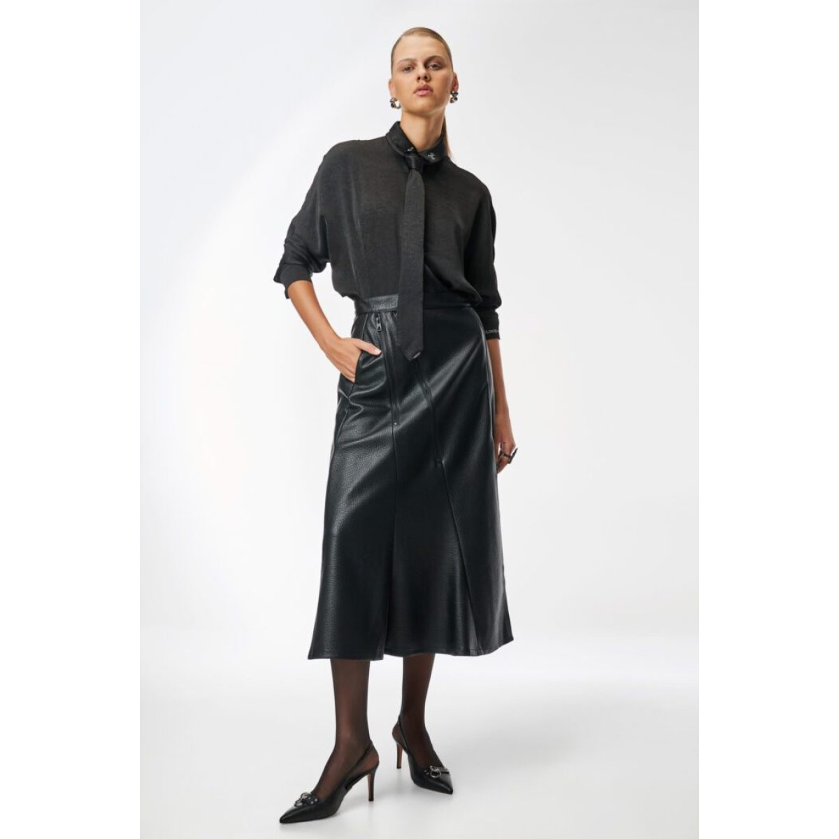 Cloud9byL • Jupiter Vegan Leather Skirt • Black - Image 8