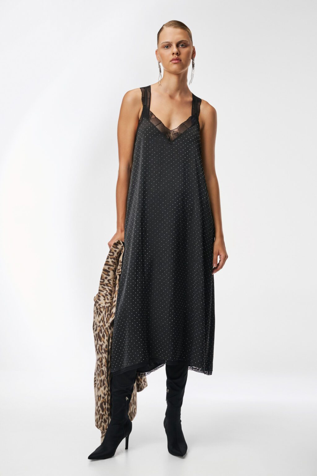 Cloud9byL • Daffodil long sleep Dress • Black with strass