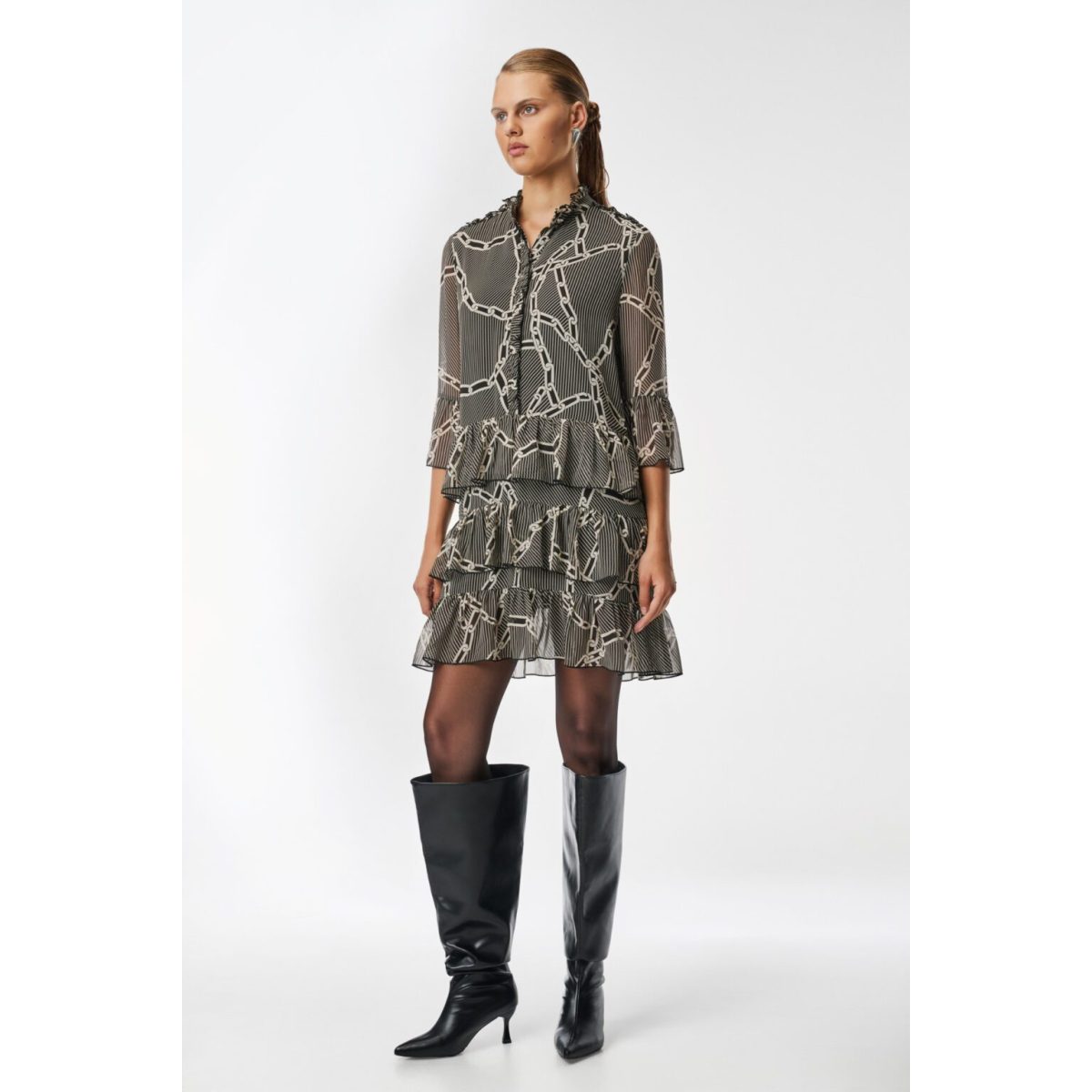 Cloud9byL • Ivy ruffled Mini Dress • Black Ivory - Image 3