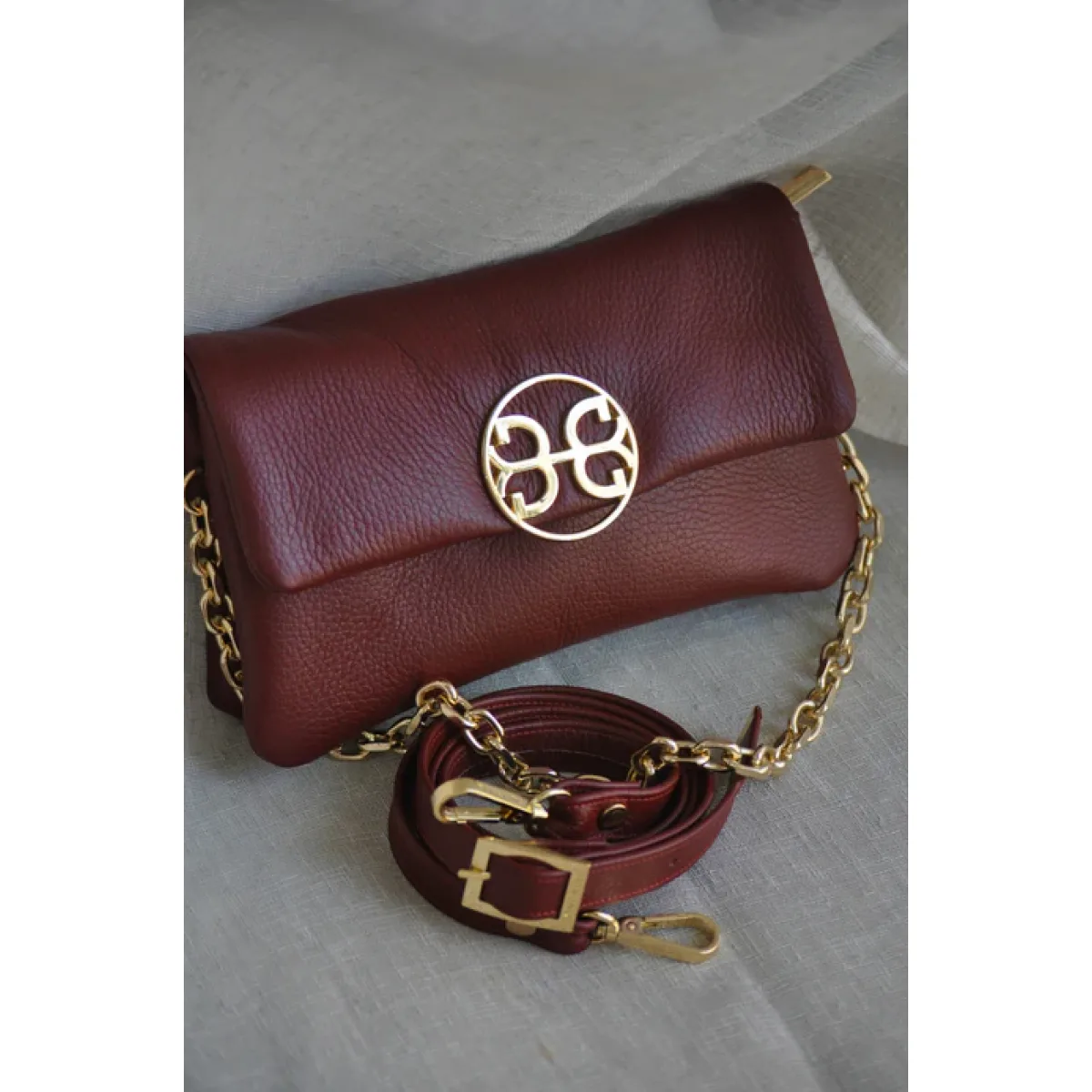 Bonendis • Clelia Mini Leather Shoulder Bag • Cherry - Image 2