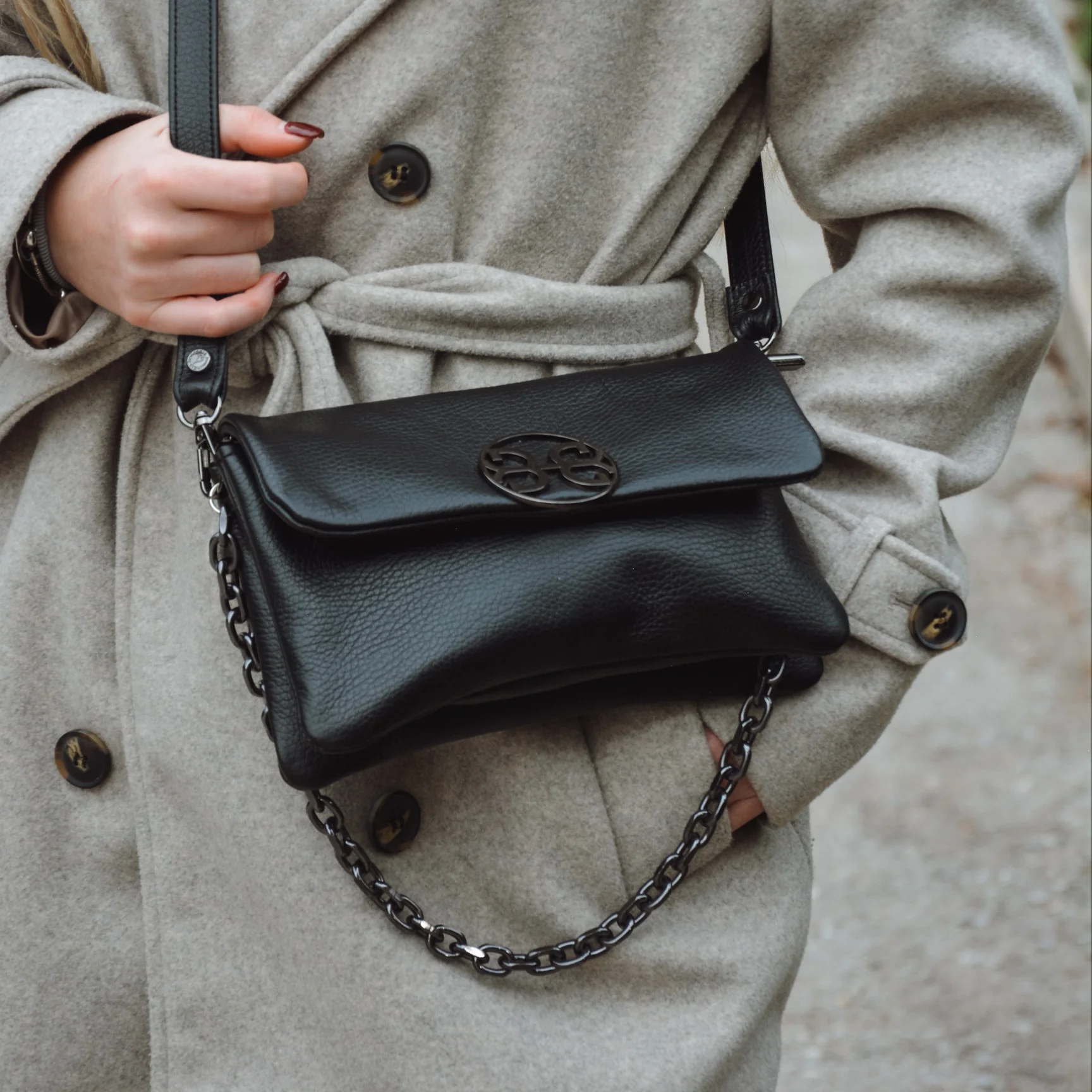 Bonendis • Clelia Mini Leather Shoulder Bag • Black