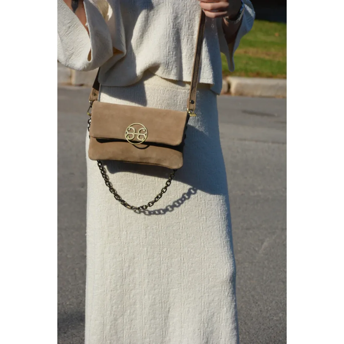 Bonendis • Clelia Mini Suede Leather Shoulder Bag • Mocca - Image 2