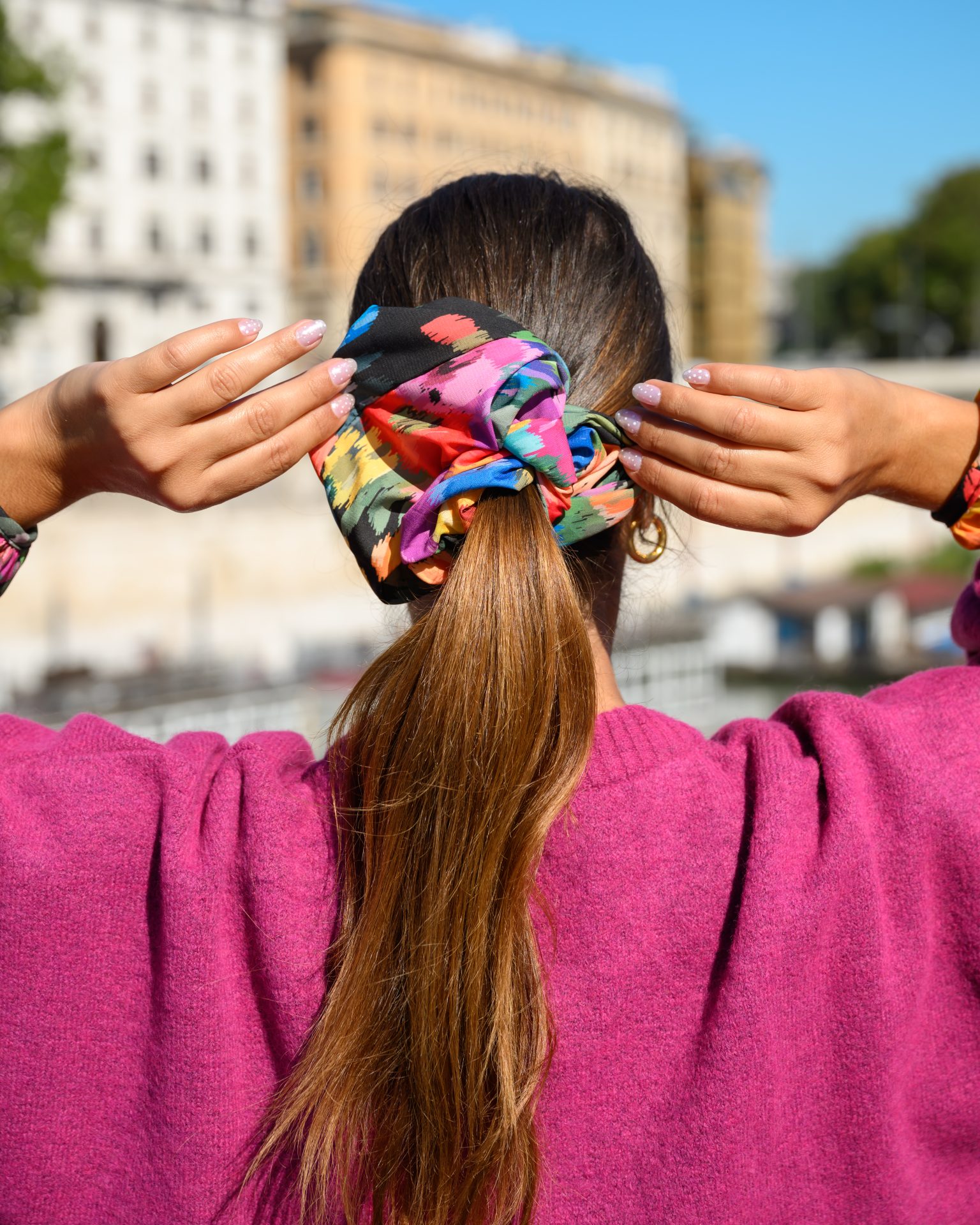 So bohemian • Zoya Scrunchie • Ikat blossom black