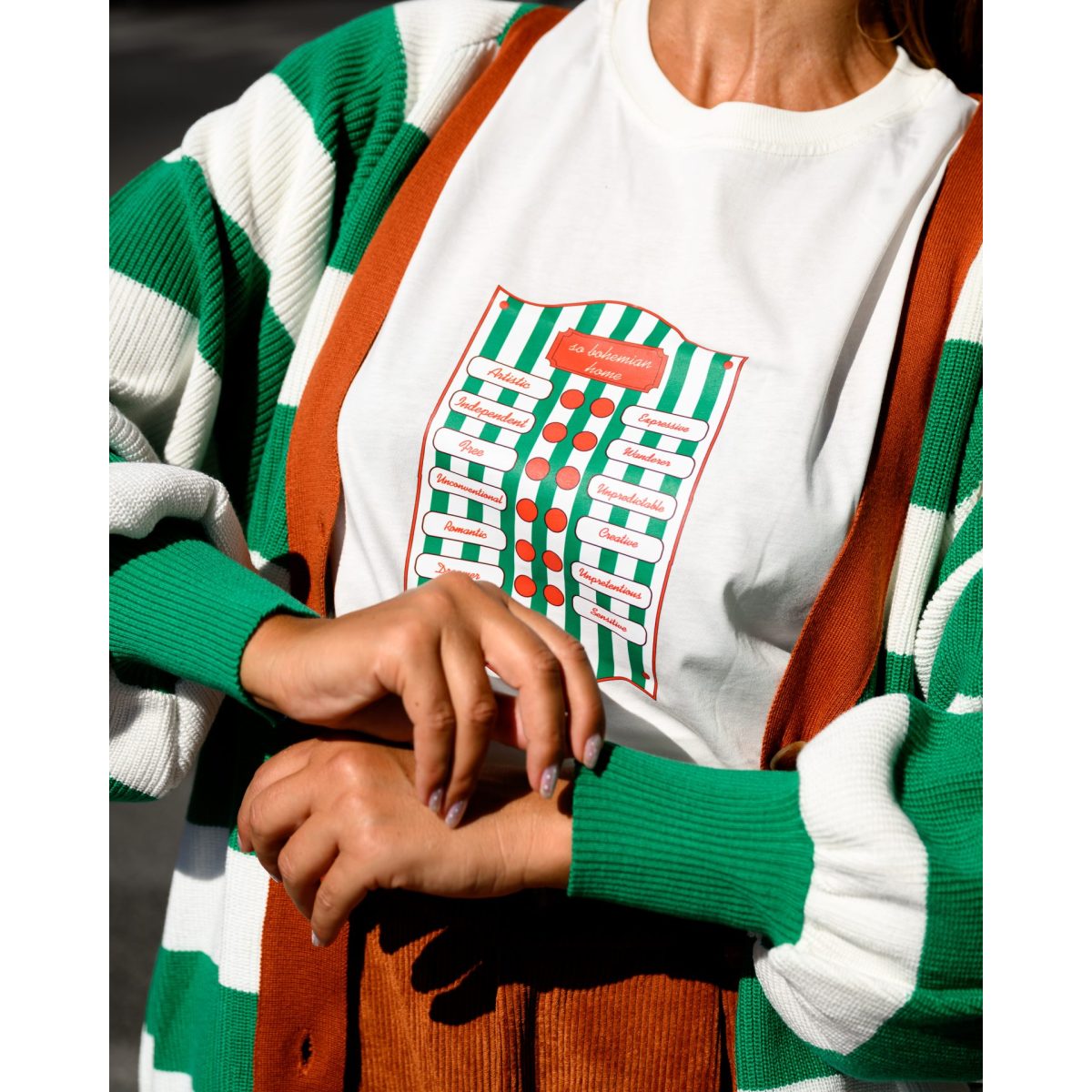 So bohemian • Jays Cardigan • Green & White Stripes - Image 4