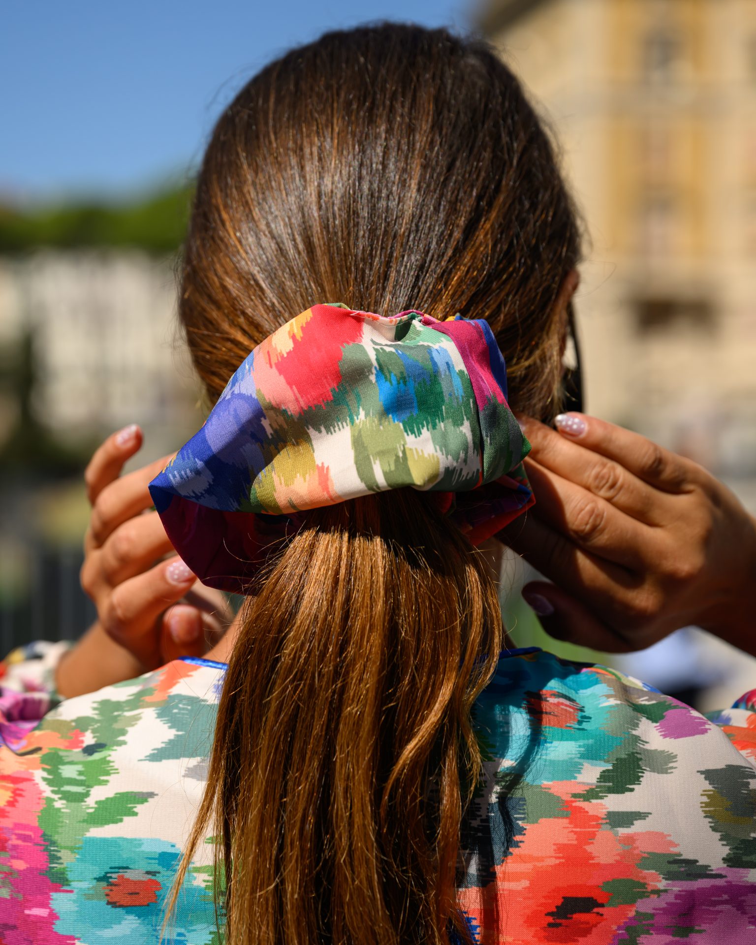 So bohemian • Zoya Scrunchie • Ikat blossom ivory