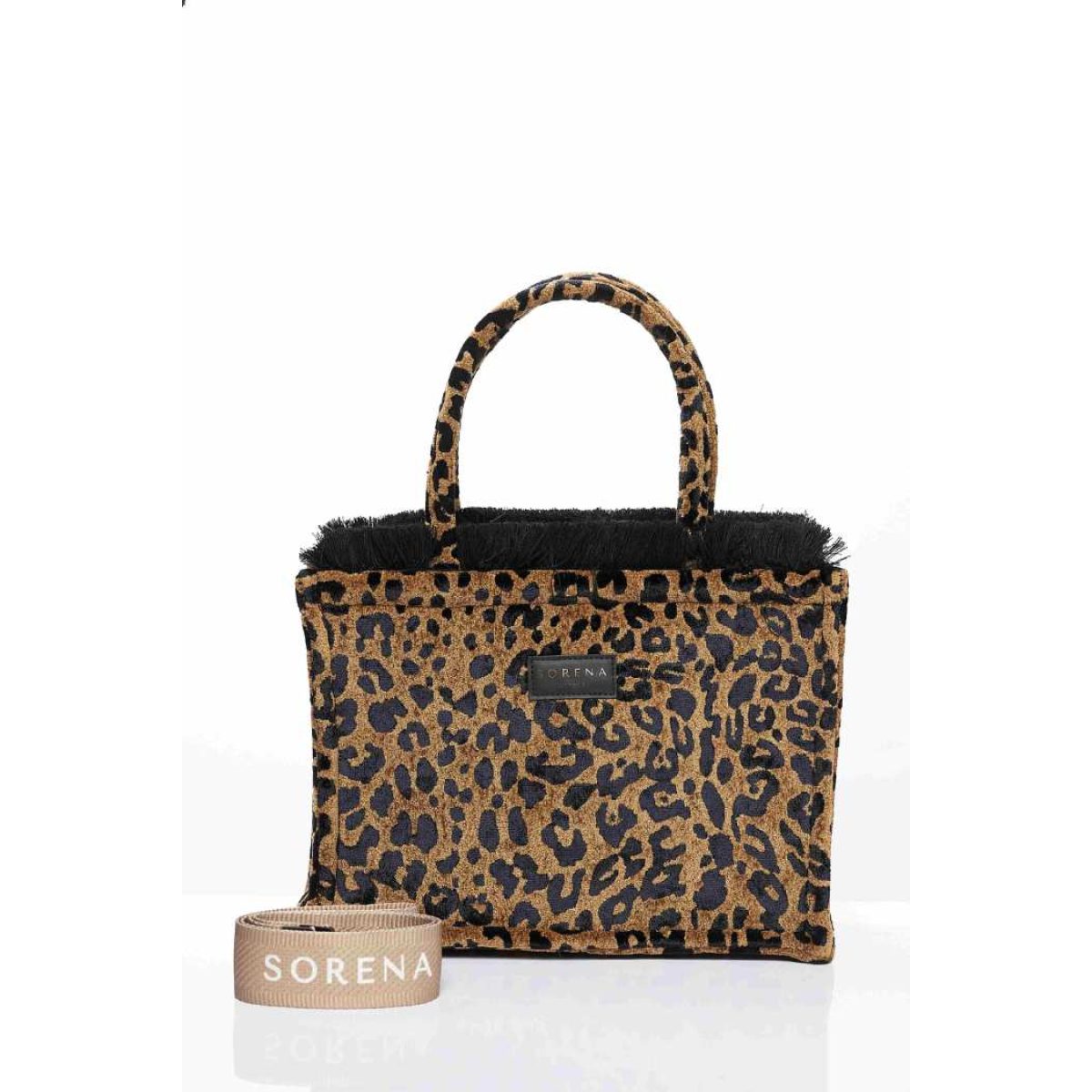 Sorena • Leopard Velvet Medium Tote Bag • Brown - Image 2
