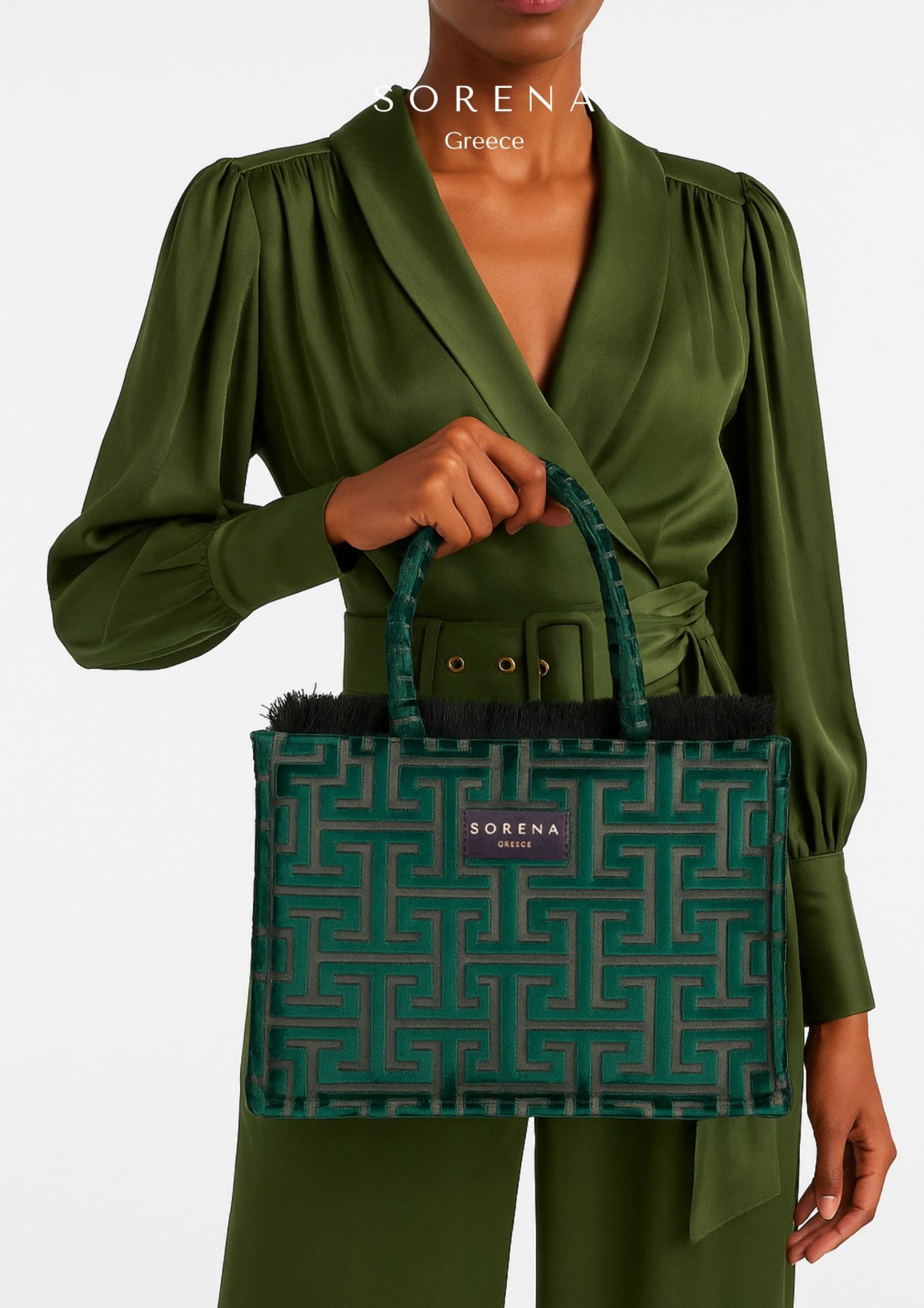 Sorena • Nafsika Medium Tote Bag • Dark Green