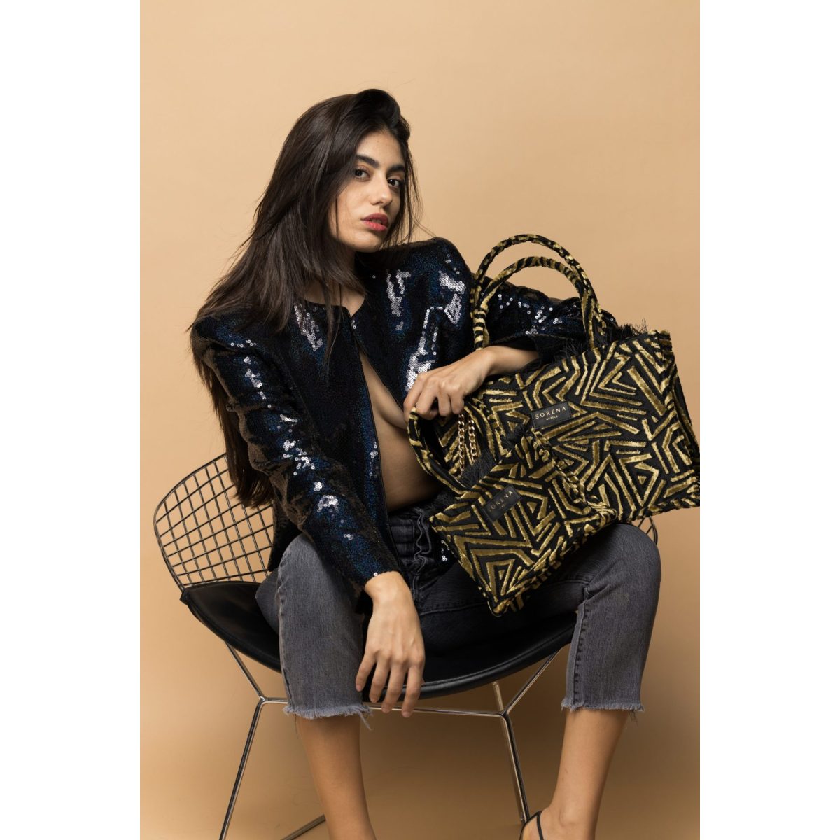 Sorena • Sylvana Medium Tote Bag • Black Gold - Image 2