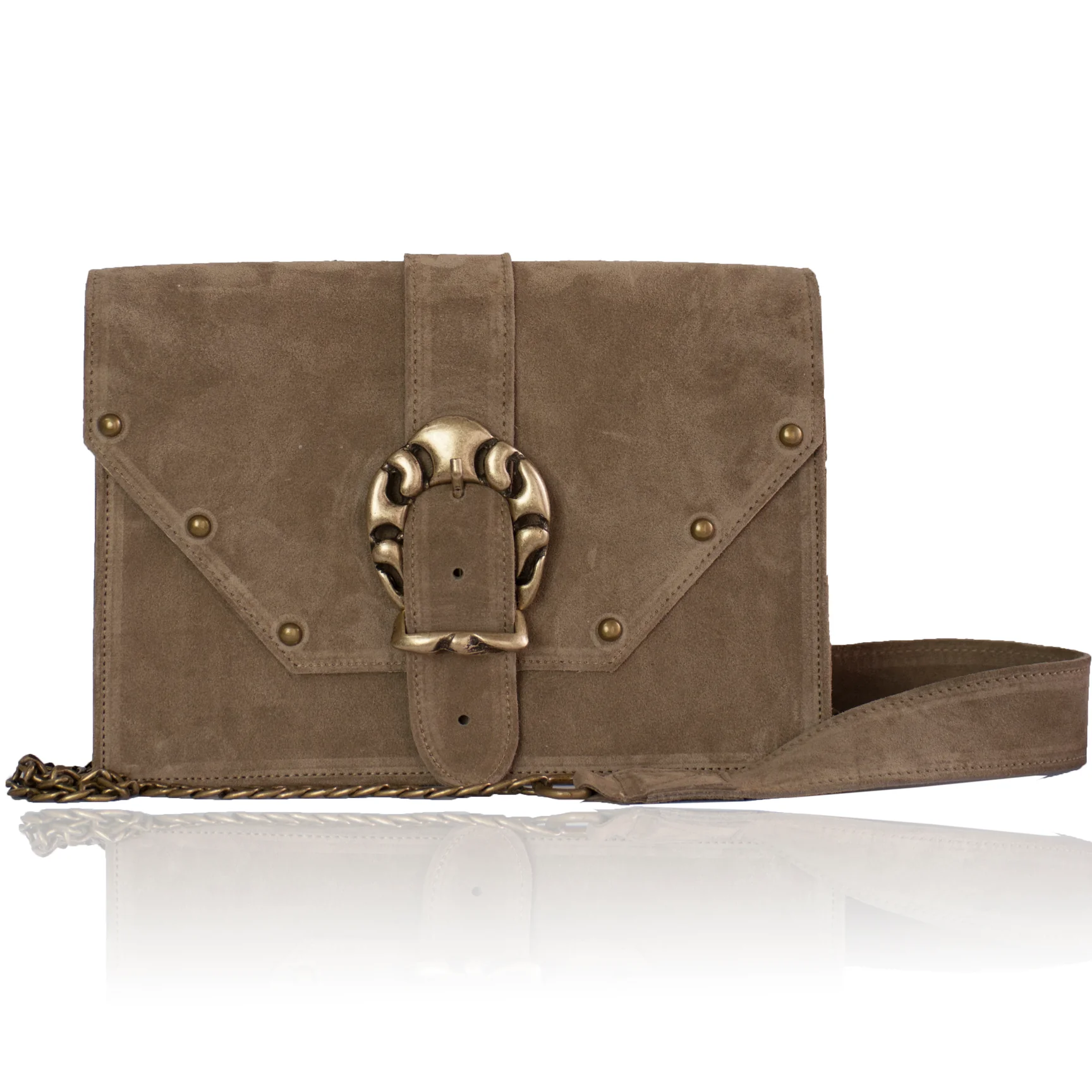 Bonendis • Briana Suede Leather Shoulder Bag • Mocca