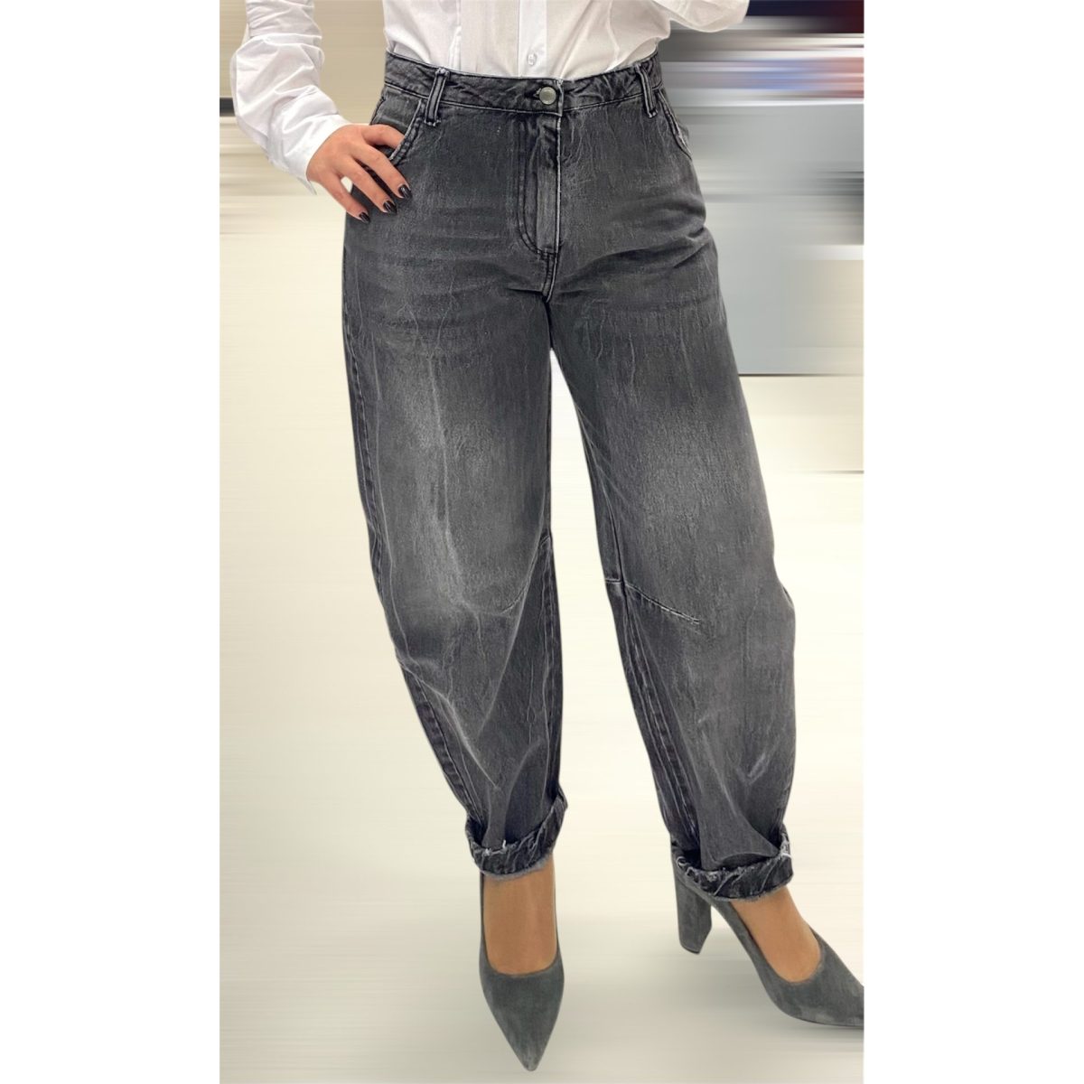 Le Streghe • Barrel Jeans Pants • Anthracite Black - Image 3