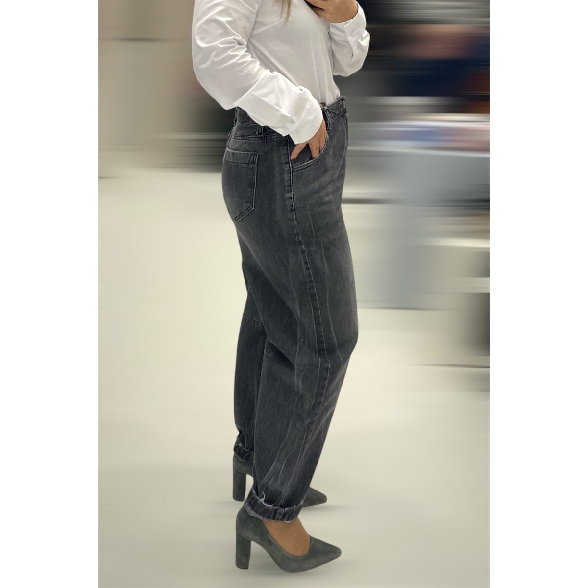 Le Streghe • Barrel Jeans Pants • Anthracite Black - Image 2