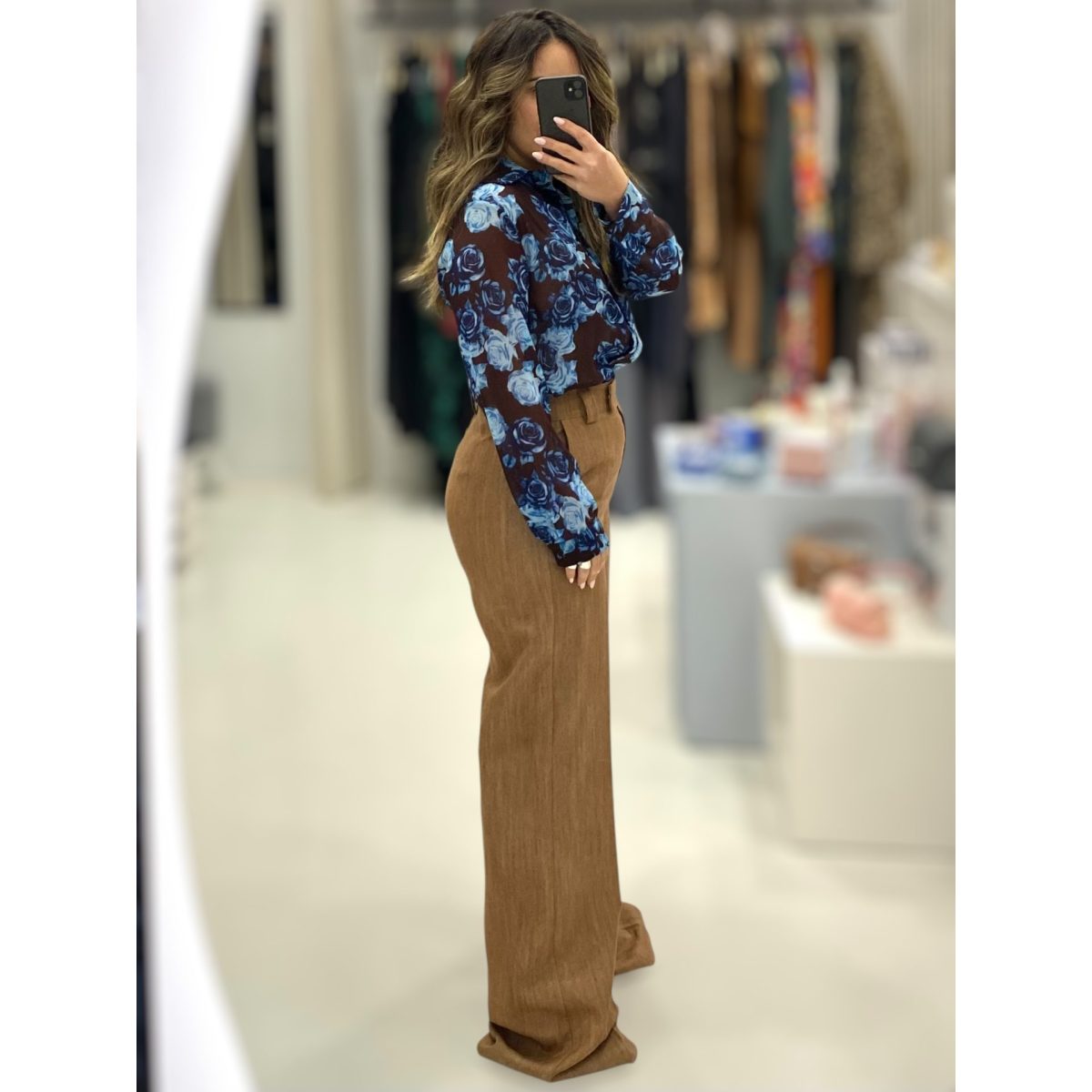 Le Vertige • Floral Shirt • Choco Brown Blue - Image 3