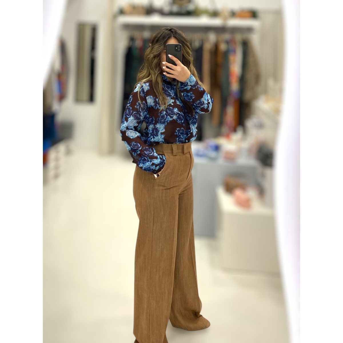 Le Vertige • Floral Shirt • Choco Brown Blue - Image 4