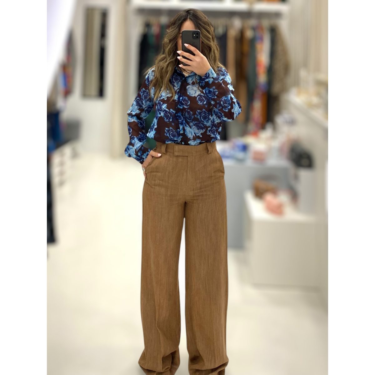 Le Vertige • Floral Shirt • Choco Brown Blue - Image 2