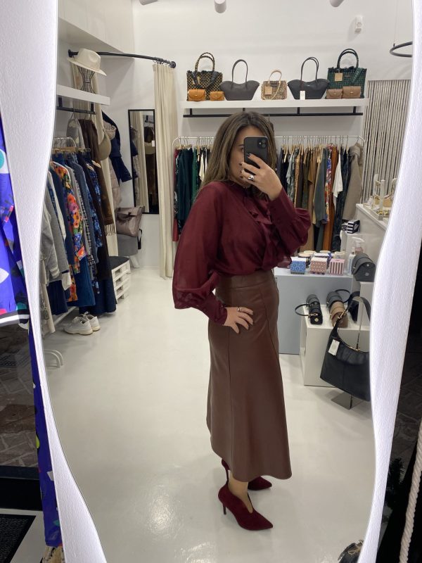 Le Vertige • Vegan Leather highwaisted skirt • Tabac Brown - Image 7