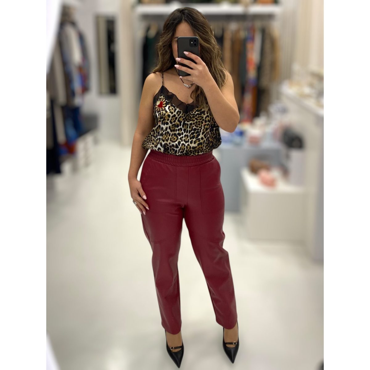 Le Vertige • Vegan Leather Pants • Cherry Red - Image 3