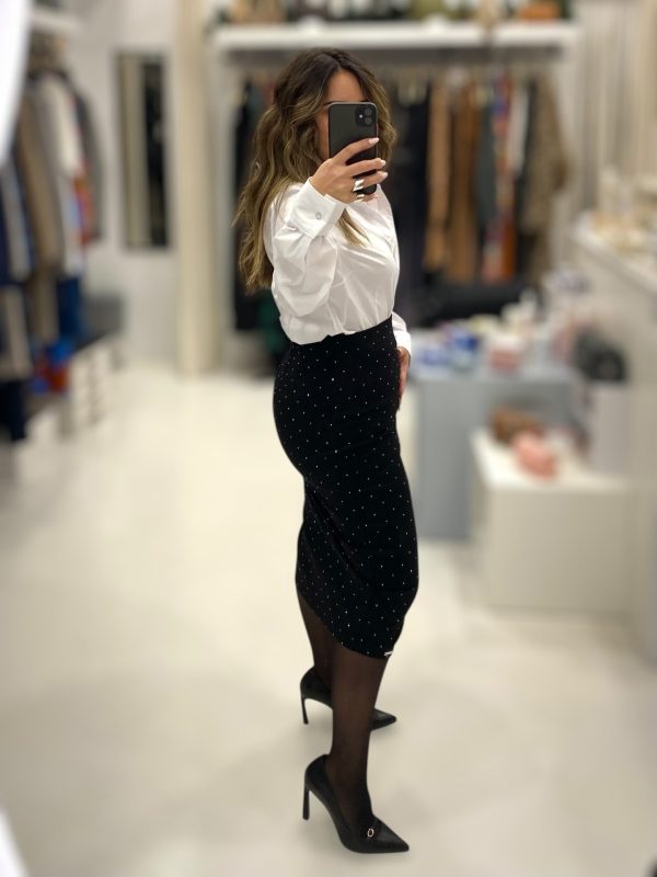 Le Vertige • Pencil Midi Skirt • Black with strass - Image 3