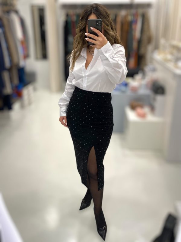 Le Vertige • Pencil Midi Skirt • Black with strass - Image 4