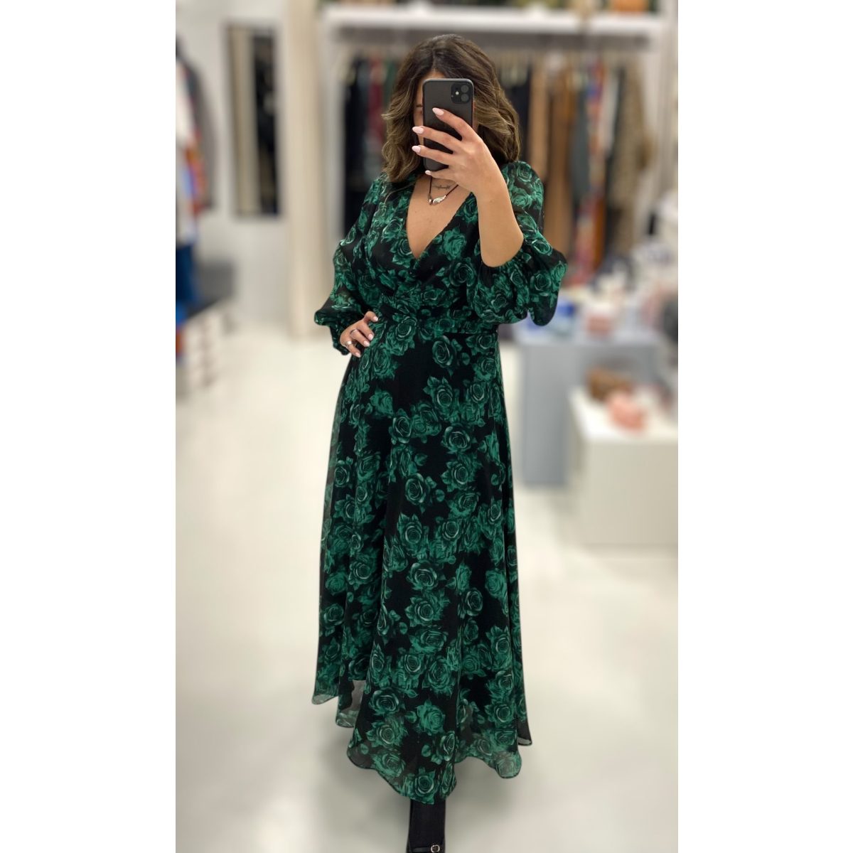 Le Vertige • Long Floral Dress • Black Green - Image 4