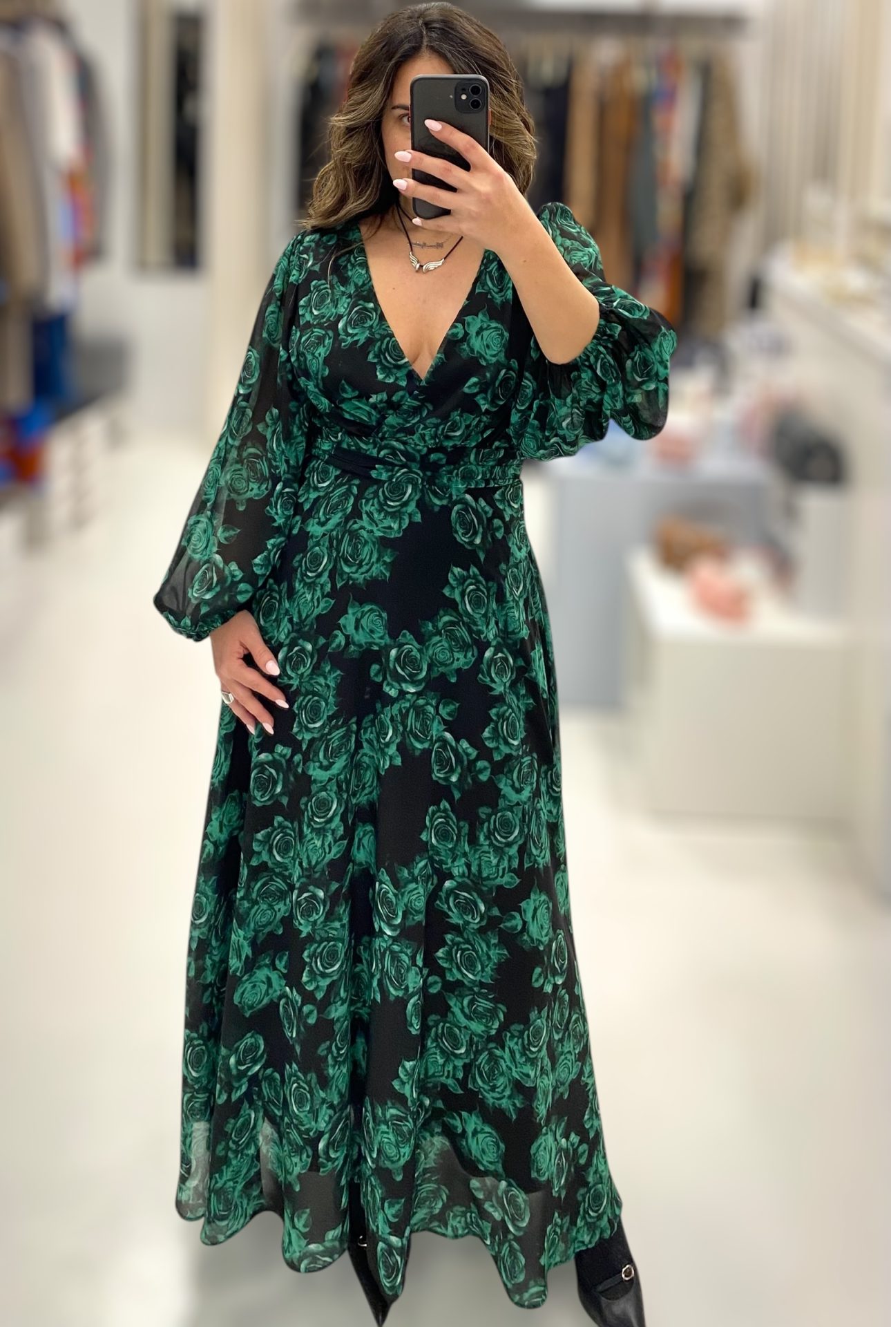 Le Vertige • Long Floral Dress • Black Green