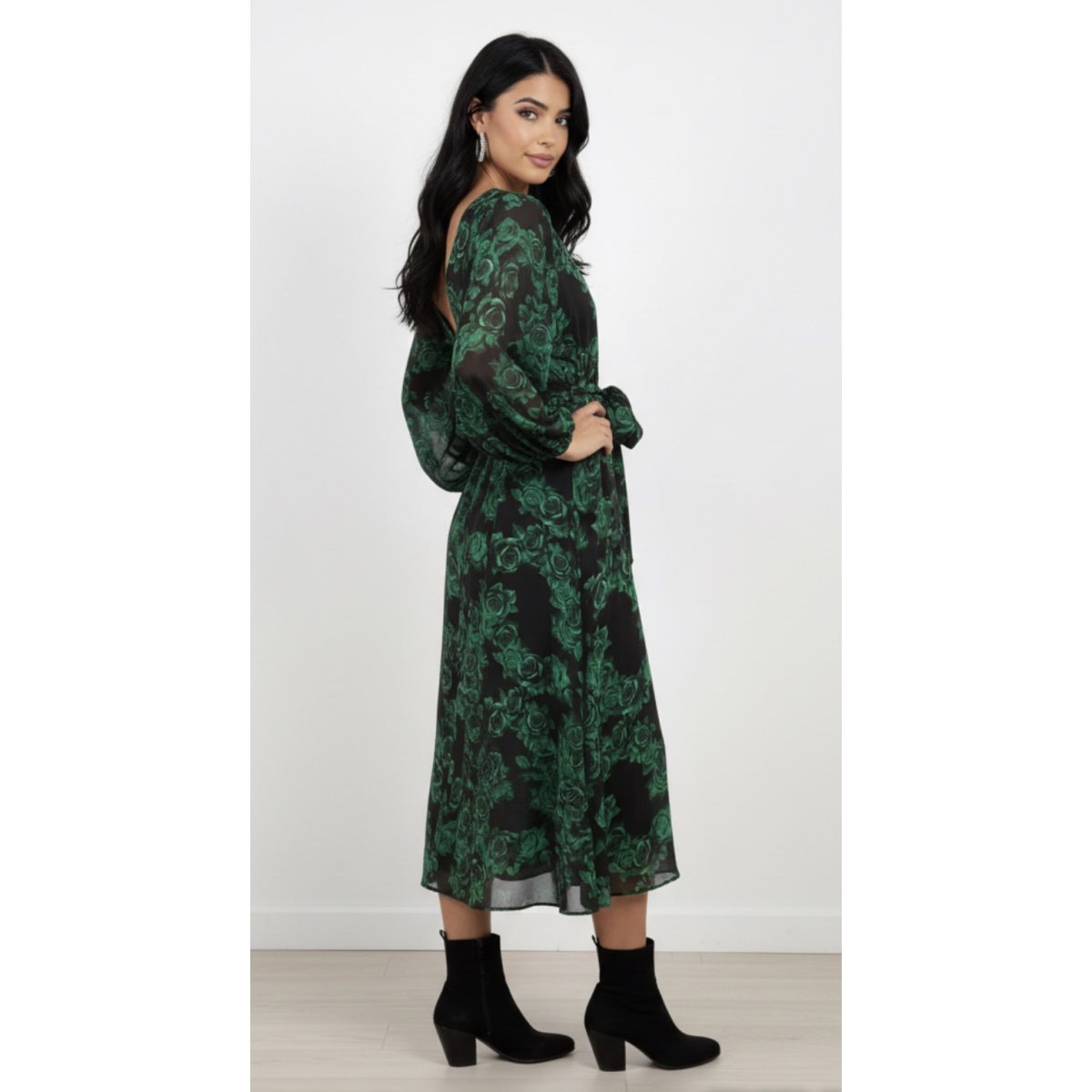 Le Vertige • Long Floral Dress • Black Green - Image 3