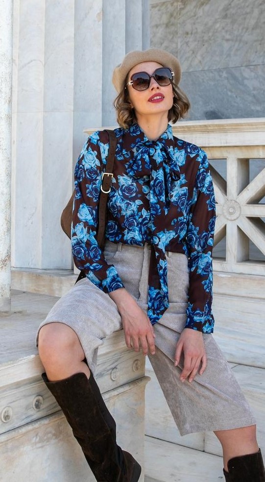 Le Vertige • Floral Shirt • Choco Brown Blue