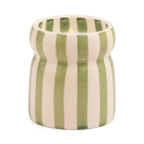 Paddywax Candles • Cabana Handpainted Striped Ceramic Soy Candle 184g • Bora Bora - Image 1