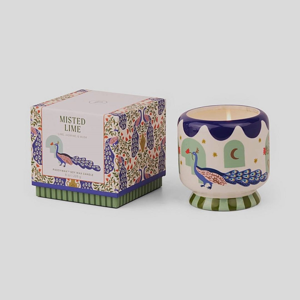 Paddywax Candles • A dopo Peacock Ceramic Soy Candle 226g • Misted Lime - Image 2