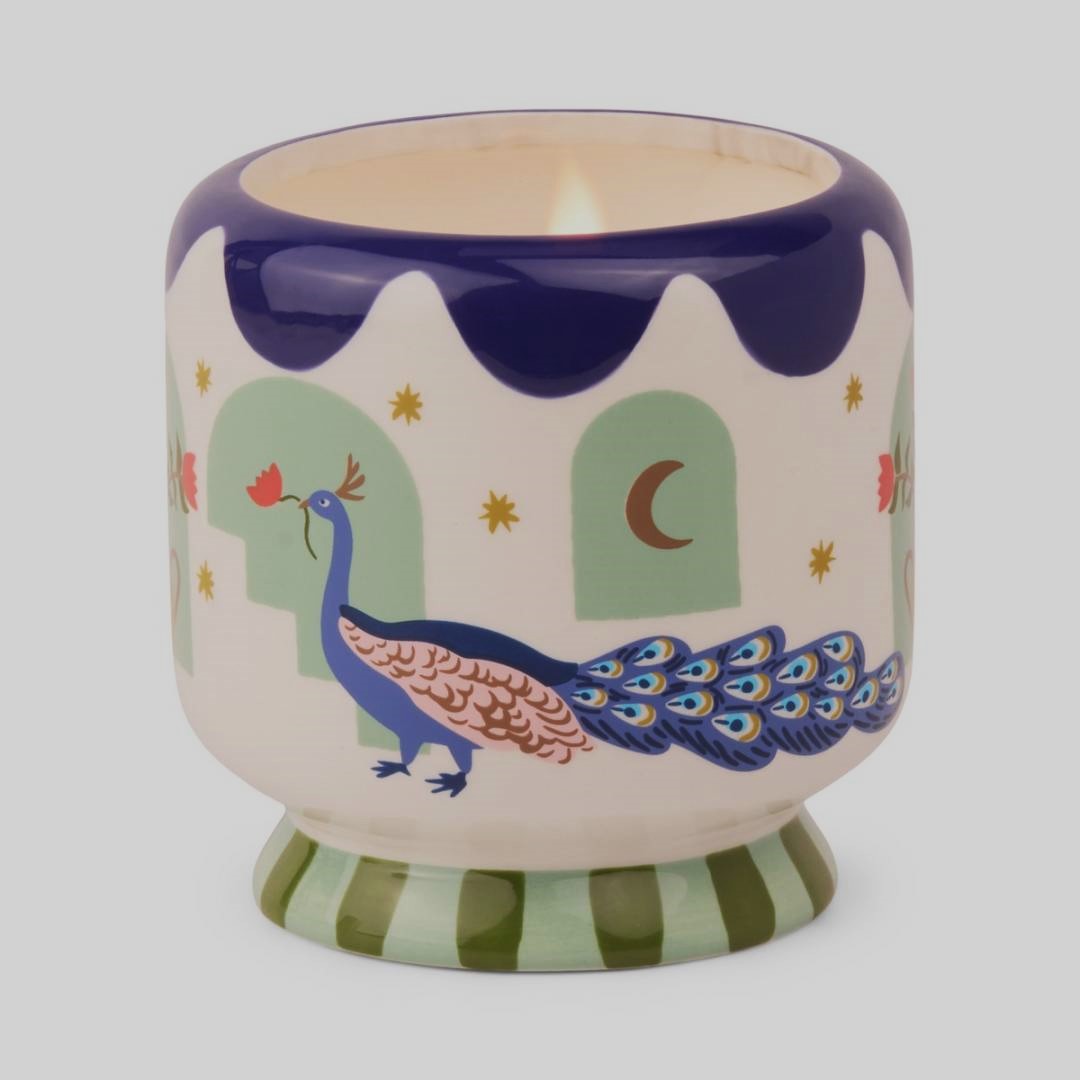 Paddywax Candles • A dopo Peacock Ceramic Soy Candle 226g • Misted Lime - Image 1