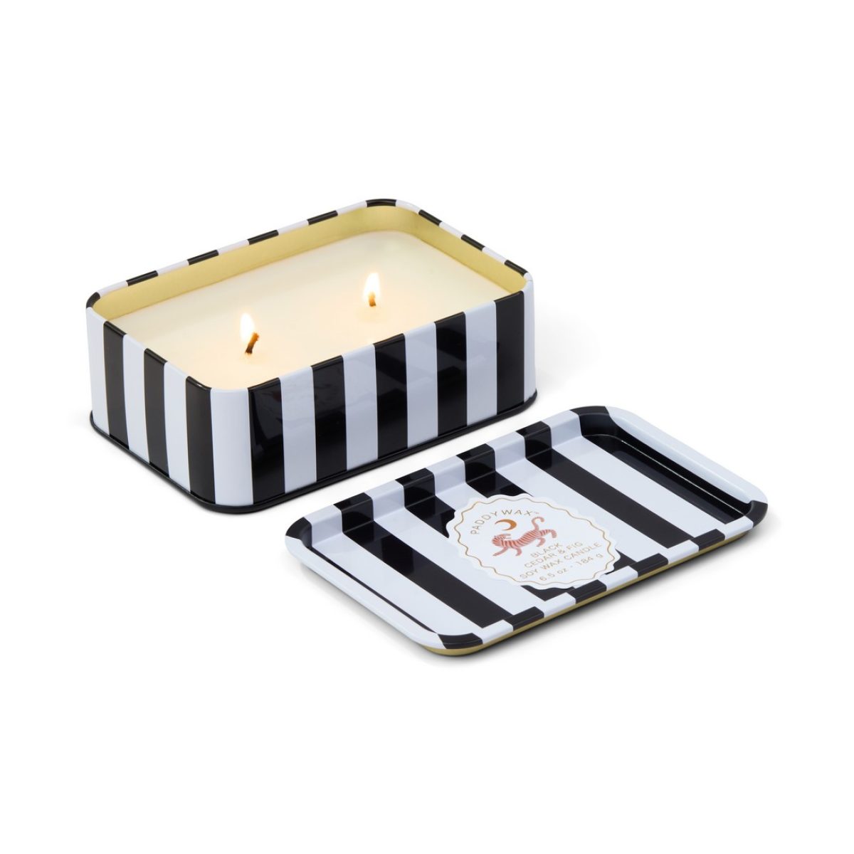Paddywax Candles • A dopo Tiger Soy wax tin candle 184g • Black Cedar & Fig - Image 2