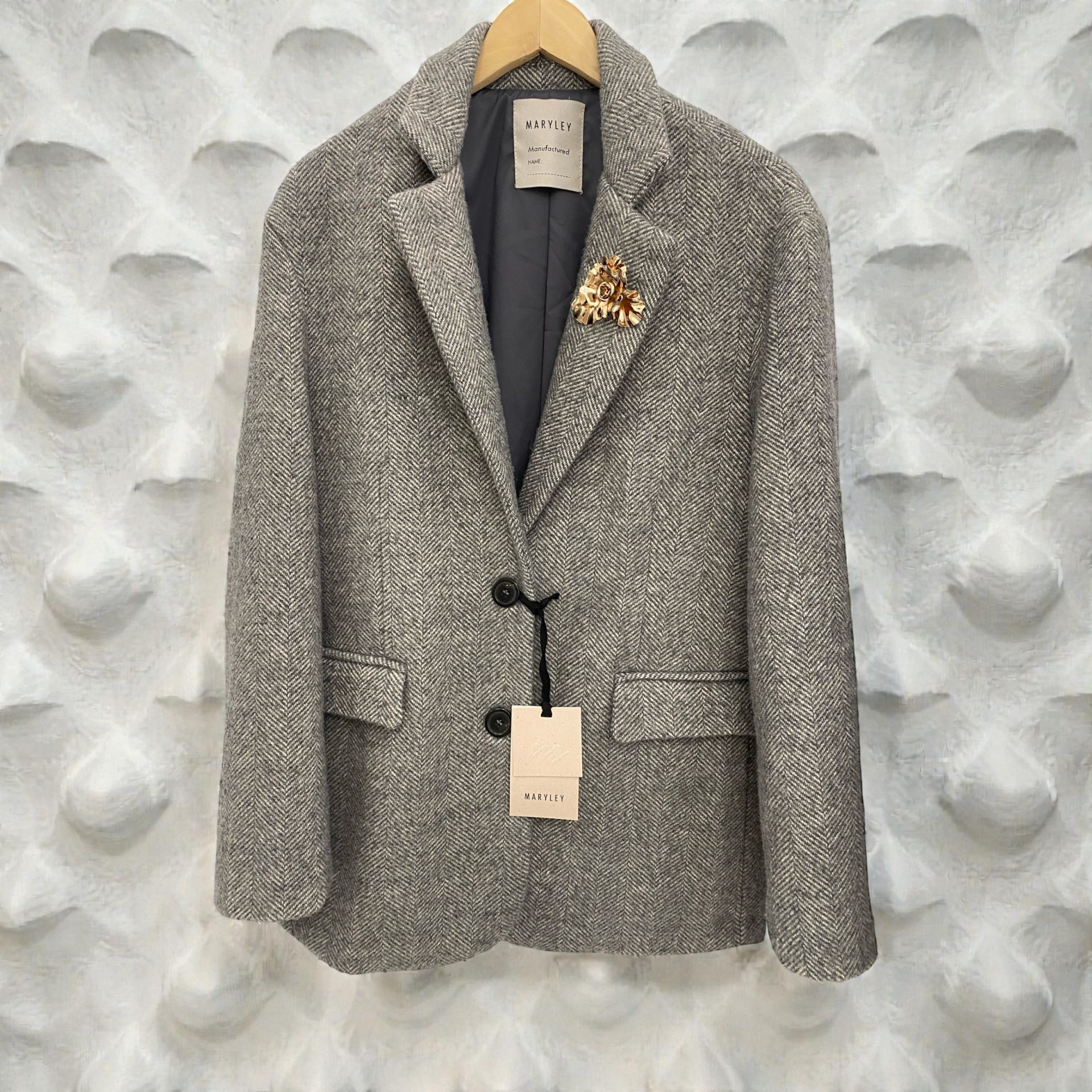 Maryley • Oversized Herringbone Jacket • Light Grey