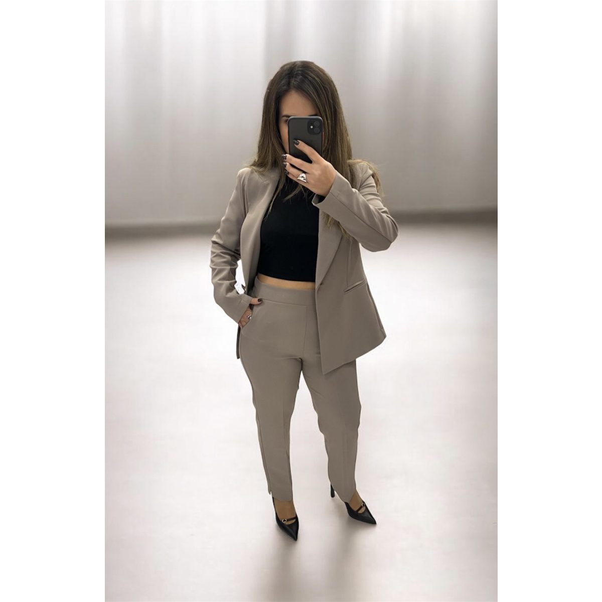 Maryley • Single Button Blazer • Greige - Image 3