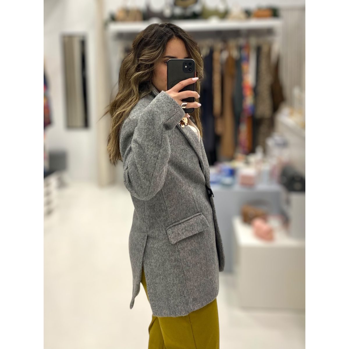 Maryley • Oversized Herringbone Jacket • Light Grey - Image 5