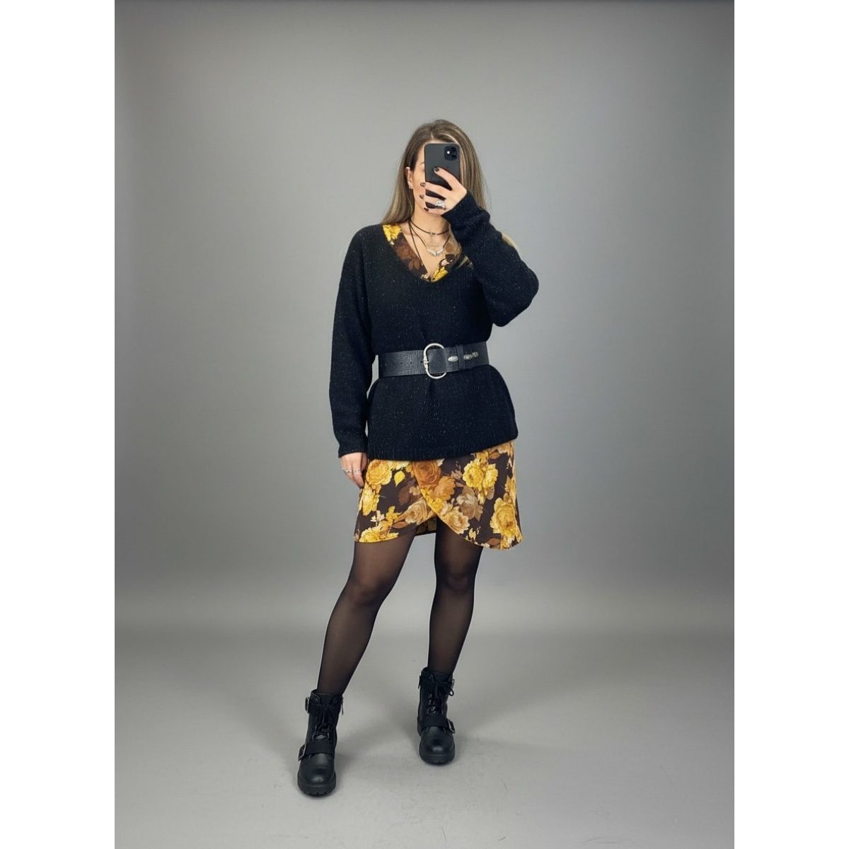 Le Vertige • Wrap Floral Mini Dress • Brown Yellow - Image 3