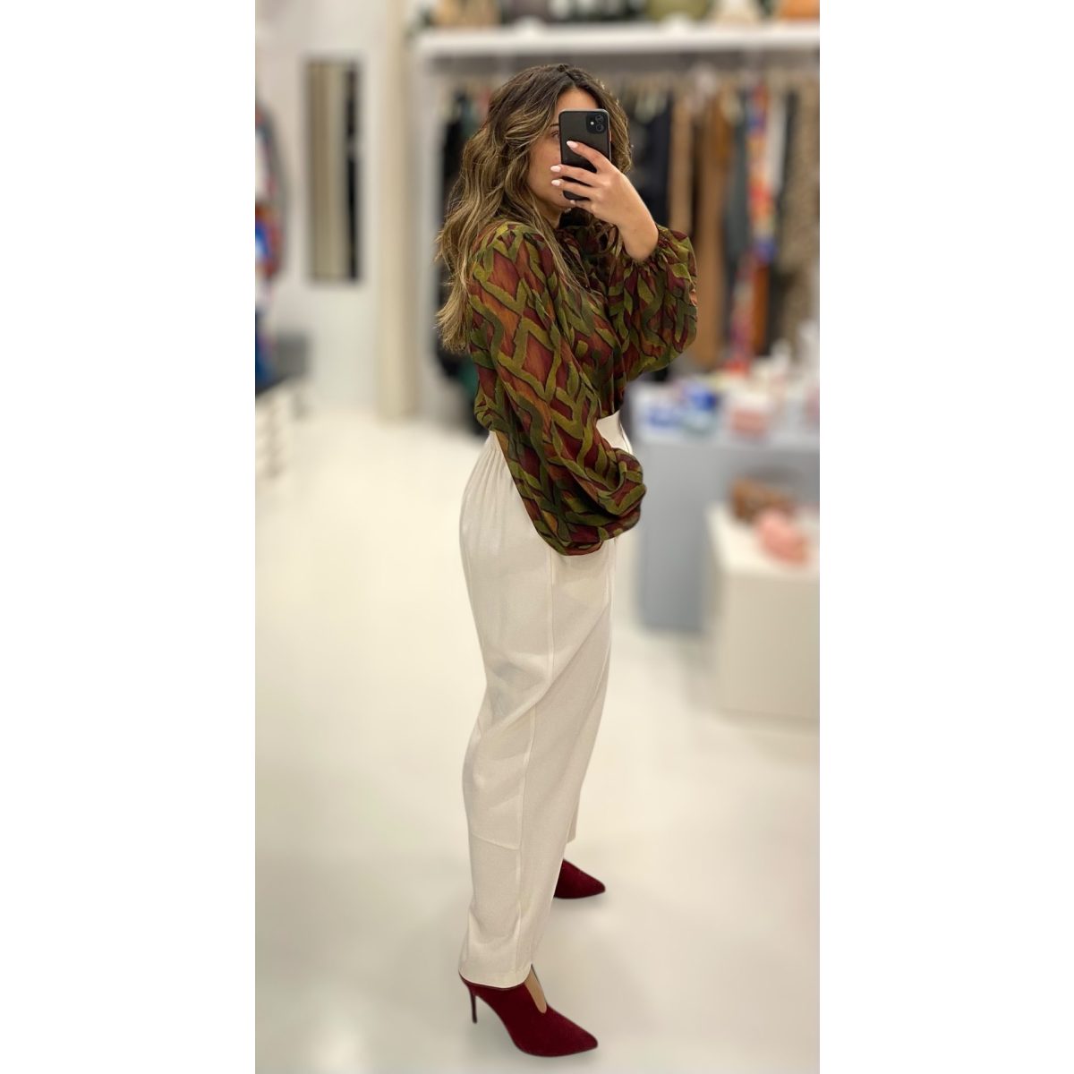 Deppy Joo • Silky touch Blouse • Olive Green Bordeaux - Image 2