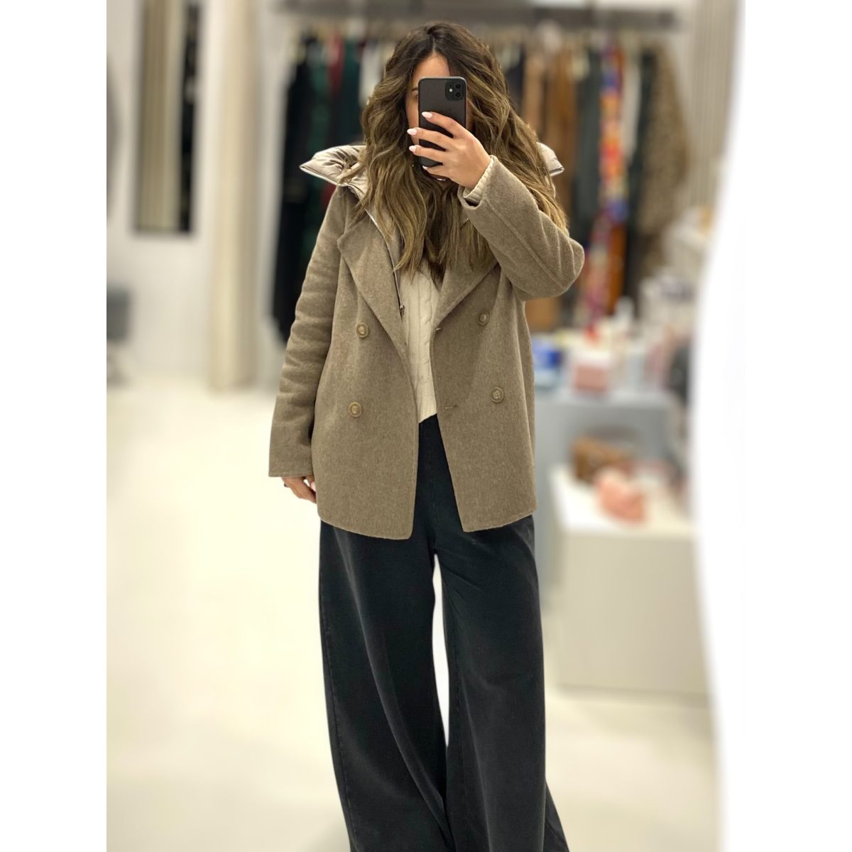 Maryley • Oversized 2-in-1 Hooded Jacket • Taupe - Image 2